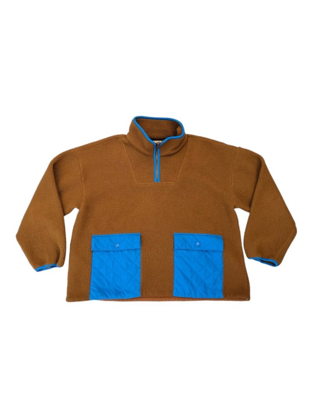 Madewell (Re)sourced Fleece Quilted Pocket Popover Jacket Women's L Brown